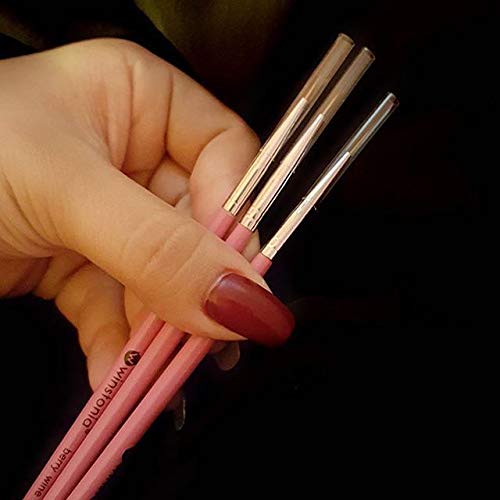 Winstonia Super Fine Nail Art Brush Set for Thin Lines, Tiny Details, Fine Drawing, Delicate Coloring. 3 pcs Brushes Kit - BERRY WINE
