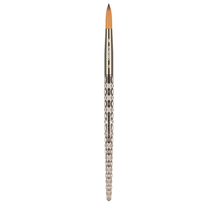 Kiara Sky Acrylic Brush #10 - Black | 100% Pure Kolinsky | Crystal Cut Handle and Acetone Resistant
