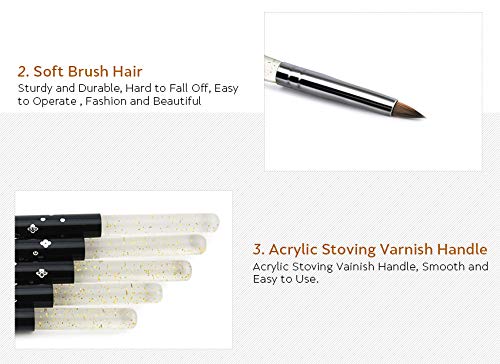 Size 2# Black 100% Kolinsky Sable Acrylic Nail Art Brushes UV Gel Nail Painting Pen Brushes (Size 2)
