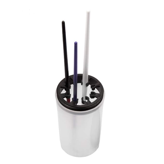 1 Piece Nail Art Brush Cleaner Cup Nail Art Tip Brushes Holder Remover Cup UV Gel Pen Polish Remover Cleanser Cup Immersion Brush Cleaner Pot Multiple Size Slots, Black Lid