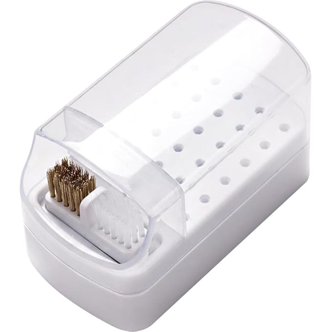 minkissy Nail Drill Bit Holder 30-Slot Storage Case Organizer for Manicure Grinding Heads Dustproof Nail Tool Display Box for Salon and Home