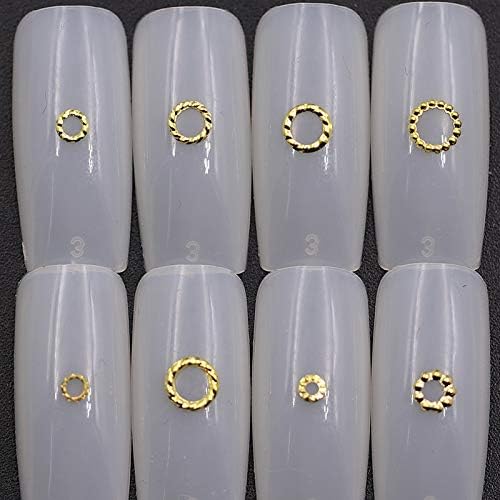 Kamas 1000Pcs Gold Hollow Hemp wreath Nail Art Decorations ring patch nail rivet Metal diy Tips Manicure Charms Nail jewelry Accessory - (Color: 4-5mm-Silver)