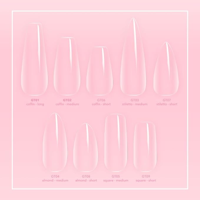 Kiara Sky Gelly Tips Starter Kit | Includes Prep, Primer, Builder, Top Coat, Tips | Coffin Short (No Lamp)