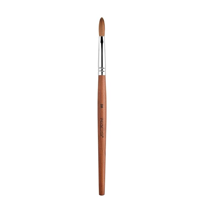 Nail Brush Kolinsky Sable Acrylic Nail Art Brush Professional Red Wooden Nail Brush (8#)