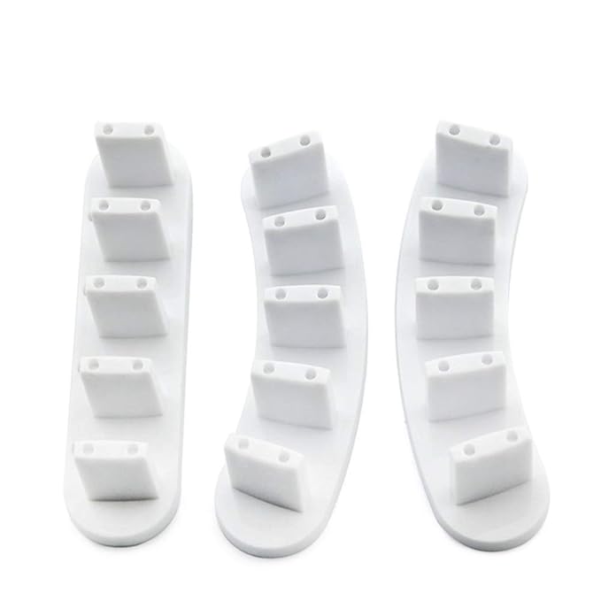 3pcs False Nail Art Tips Practice Display Stand Tool with 10 pcs False Nail Tips for Gel Nail Polish DIY Nail Training Tools (White)
