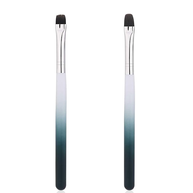 2pcs Nail Clean Up Brushes, French Tip Detail Remover Manicure Brush with Round & Flat Head Pen Painting Tools for Nail Art Design & Polish Mistake Cleaning