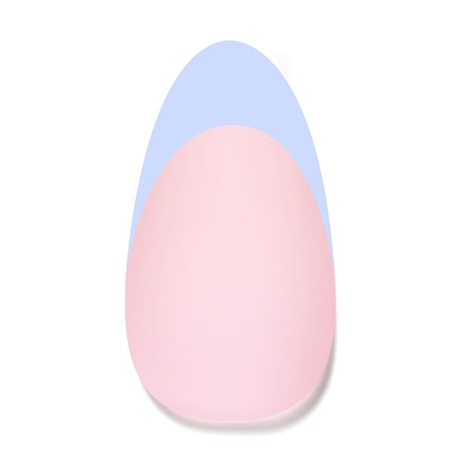 Beetles Blue French Tips Press On Nails, Pastel Spring Press On Nails Short Almond 160 Pcs, Blue Fake Nail Tips Soft Nail Gel False Nails Art DIY For Women