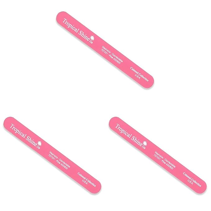 File Fine Extra Fine - 400-600 Pink by Tropical Shine for Women - 1 Pc File (Pack of 3)