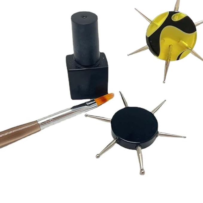 Yellow Nail Dotting Pen Handle Nail Salon Disc Nail Drill Point Nail Art Dotter UV Gel Point Pen Manicure Wax Head Pen Nail Rhinestone Picker, Nail Dotting Tools