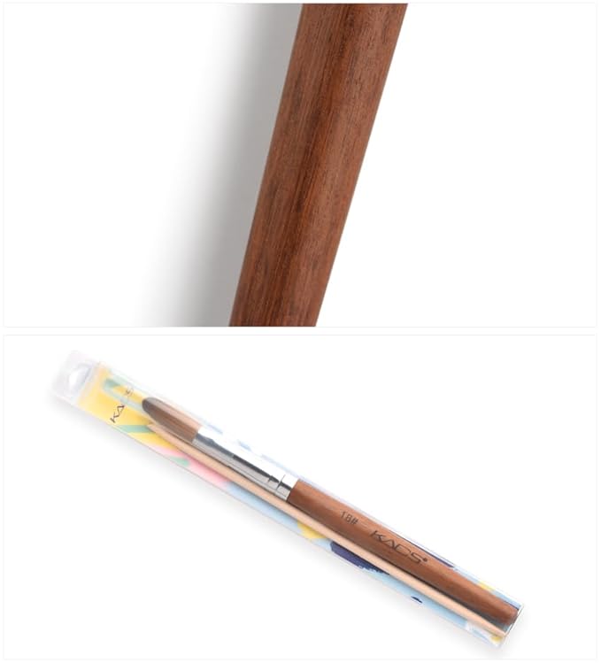 KADS Nail Acrylic Brush Kolinsky Nail Extension Brush Oval Crimped Shaped Sturdy Wooden Handle Acrylic Powder Nail Art Brush Professional Manicure Pedicure (18#)