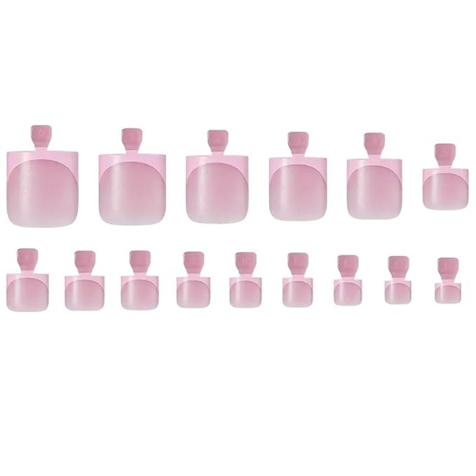 60 Pcs Pink French Tip Press on Nails Square & Press on Toenails Set, Medium Fake Nails Short Square Press on Toe Nails Summer False Nails Full Cover Stick on Toenails for Women