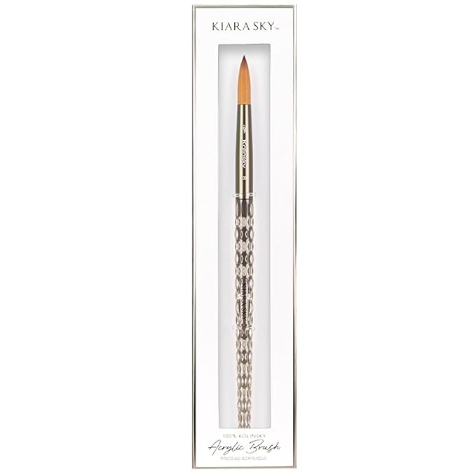 Kiara Sky Acrylic Brush #8 - Black | 100% Pure Kolinsky | Crystal Cut Handle and Acetone Resistant