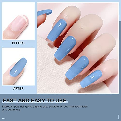 Morovan Poly Gel Nail Kit Starter Set – 6 Vibrant Colors DIY Salon Extensions Gel for Beginners – Professional Poly Nail Art Kit