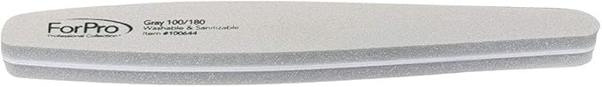 ForPro Professional Collection Expert Sponge Board, 100/180 Grit, Double-Sided Nail Board, 7” L x 1.25” W, 12-Count