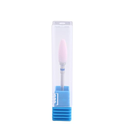 MZCMSL Pink Cone Shape Ceramic Drill Bit for Manicure Machine,Medium Grit Ceramic Burr, 3/32 Shank Electric Manicure Drill
