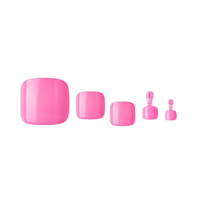 GoldFinger Press On Toenails Kit, High Pigment Pink Color Fake Toenail, Ready to Wear Gel & Manicure Stick, 2g Glue included, Long-Lasting Convenient & Easy to Apply
