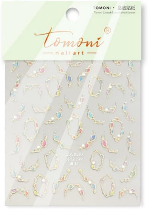 Pearl Gem Nail Stickers Diamond Nail Designs 3D Self-Adhesive Red Rhinestone Nail Decals 5D Embossed Gold Gemstone Jewelry Ribbon Summer Sticker Manicure Accessories for Women Girls DIY Nails 1 Sheet