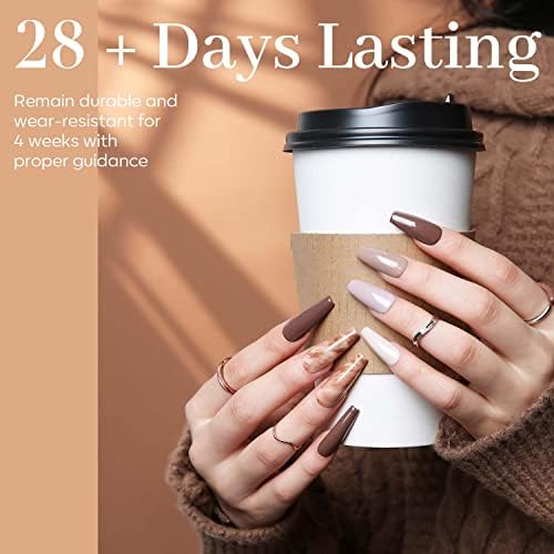 modelones Gel Nail Polish Set - 6 Colors Neutral Nude Brown Gel Polish Caramel Maroon All Skin Tones Nail Gel Polish Kit Soak Off LED Nail Art Manicure DIY Salon Home Gift