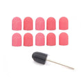 10x Nail Sanding Caps Nail Drill Bits + 1x Rubber Mandrel Grip for Foot File Callus Remover Manicure Pedicure Nail Polishing Burr Home Salon - 10mm*15mm
