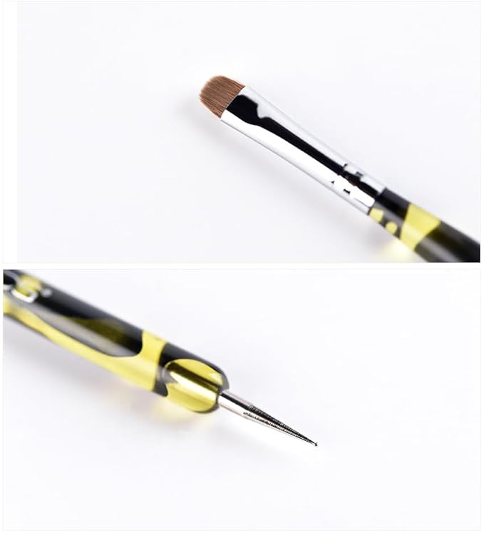 KADS Kolinsky Sable Brush 2 Way Acrylic Professional French Manicure Clean-up Brush Nail Art Brush Nail Dotting Pen (Size 2)