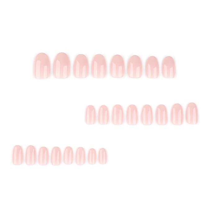 Round Press on Nails Short Fake Nails Nude White Nails Press ons with Solid Color Design Glossy Acrylic Full Cover Reusable Stick on Nails for Women Girls Daily Manicure 24Pcs