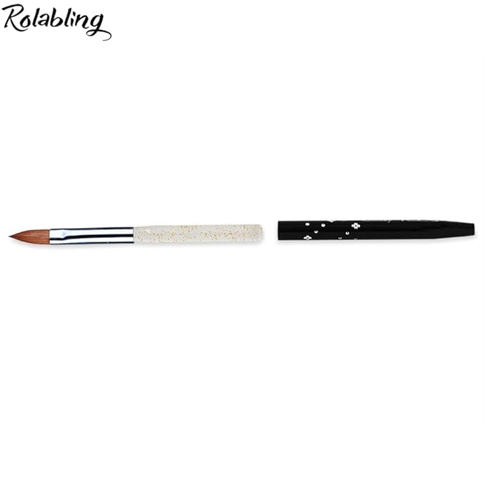 Size 10# Black 100% Kolinsky Sable Acrylic Nail Art Brushes UV Gel Nail Painting Pen Brushes (Size 10)