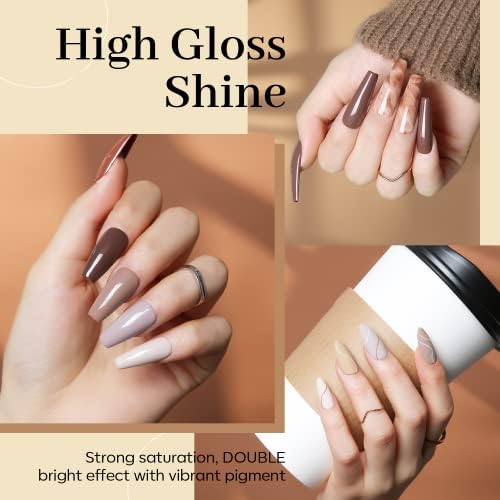 modelones Gel Nail Polish Set - 6 Colors Neutral Nude Brown Gel Polish Caramel Maroon All Skin Tones Nail Gel Polish Kit Soak Off LED Nail Art Manicure DIY Salon Home Gift