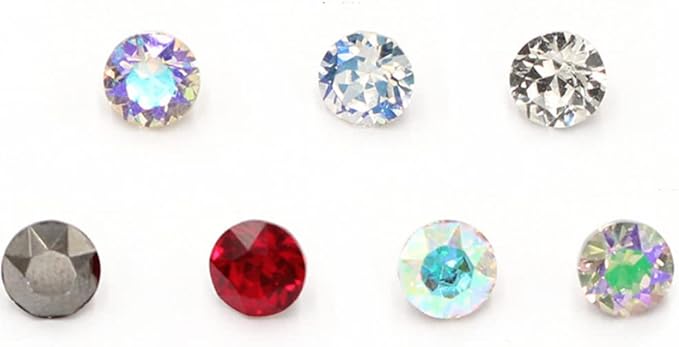 ChangJin 70PCS Mixed Colors Premium K9 Crystals Point Back Rhinestones Round Fancy Stones for Nail Art (4mm 70PCS, Mixed Colors)