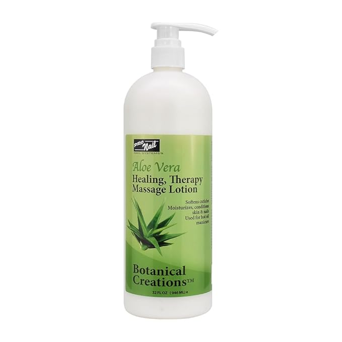 PRO NAIL - Healing Therapy Massage Lotion - Professional Pedicure, Body and Hot Oil Manicure, Infused with Natural Oils, Vitamins, Panthenol and Amino Acids (Aloe Vera, 32 Ounce)