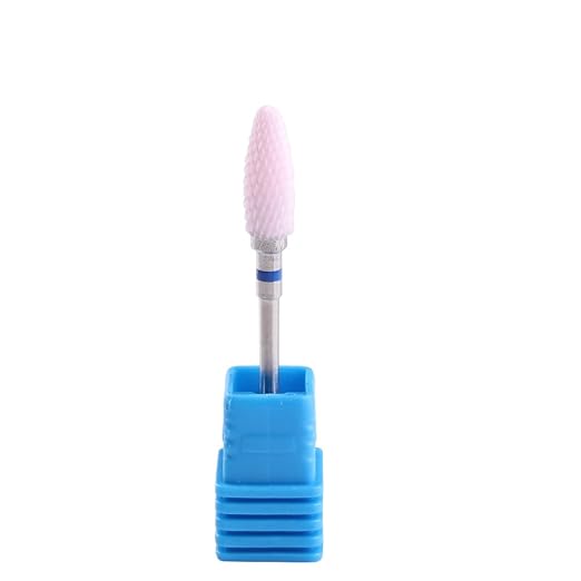 MZCMSL Pink Cone Shape Ceramic Drill Bit for Manicure Machine,Medium Grit Ceramic Burr, 3/32 Shank Electric Manicure Drill