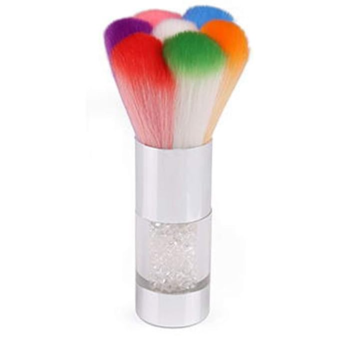 Nail Brush Nails Dust Cleaner Acrylic Colorful Makeup Brushes With Cleaning Dust Brushes Art Nail Tools (Silver)
