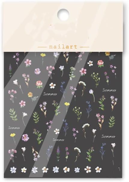 Flower Nail Stickers for Spring 4 Sheets 5D Nail Art Decals for Women Flower Stickers Decoration