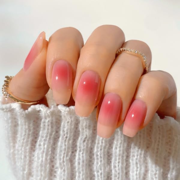 Semi Cured Gel Polish Strips | 24pc UV LED Required Wraps | Gift Peel and Stick Nails | Coquette DIY Home Manicure | Press On Alternative (Champagne Blush)