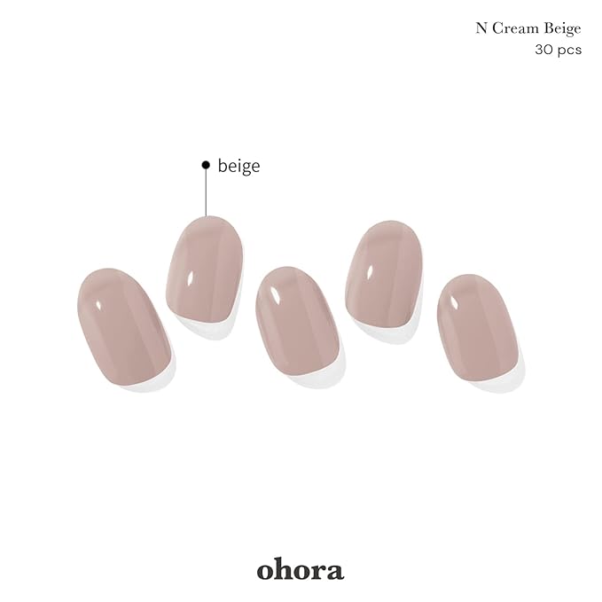 ohora Bundle Set (Daily Trio) - N Cream Cotton, N Pink, N Beige Semi-Cured Gel Nail Strips, Works with Any UV/LED Lamps, Salon-Quality, Long Lasting, Easy to Apply & Remove