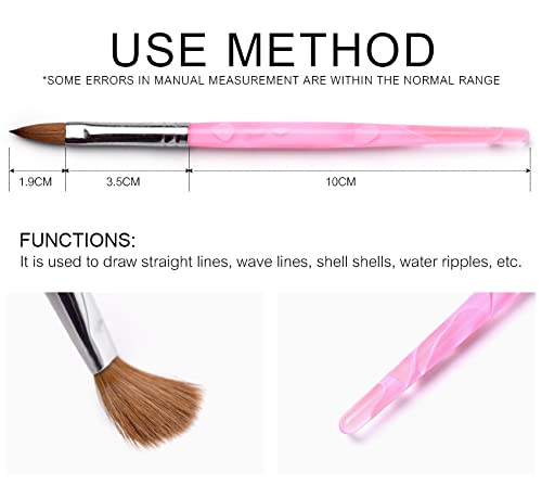 KADS Kolinsky Sable Brush 2 Way Acrylic Professional French Manicure Clean-up Brush Nail Art Brush Nail Dotting Pen (5 Pcs Different Series)