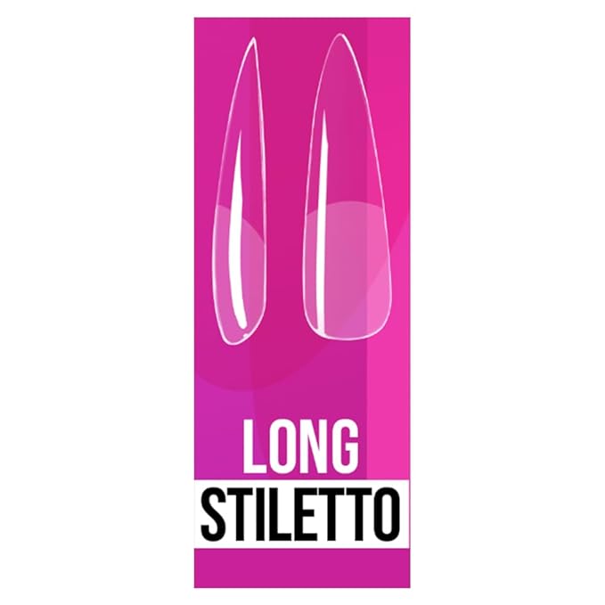 IBD Clear Soft Gel Nail Tips - Long Stiletto Shape, Pre-Etched Fake Nail Extensions for Durable, Lightweight Application, Acrylic Press On Nails, 504 Tips, 1-Pack
