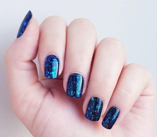 Semi Cured Gel Nail Strips with 20 Pieces - UV Gel Stickers, Manicure Kit, Easy Application Wraps Includes Prep Pads, Nail File, Wooden Stick - UV Light Required (Black Amethyst)