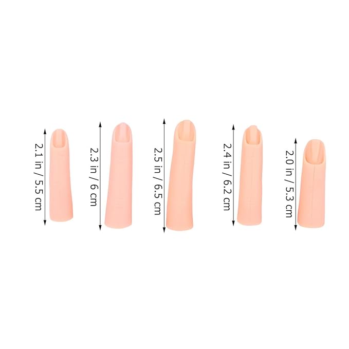 Nail Art Practice False Finger Model 5Pcs Manicure Training Tool Bendable Fake Fingers for Acrylic Nails Diy Nail Art Beginners and Salon Use