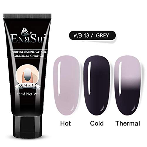 15ml Chameleon Poly UV Gel Temperature Color-Changing Black Nail Builder Gel Nail Enhancement Trial Kit LED Lamp Slip Solution Glitter Poly Builder Gel Nail 8PCS/Kit (Black Color Change)