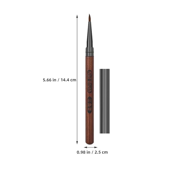 FRCOLOR Sandalwood Handle Manicure Pen with Cap Ergonomic Triangular Nail Art Brush for Precise Embossing and Painting Diy Nail Designs
