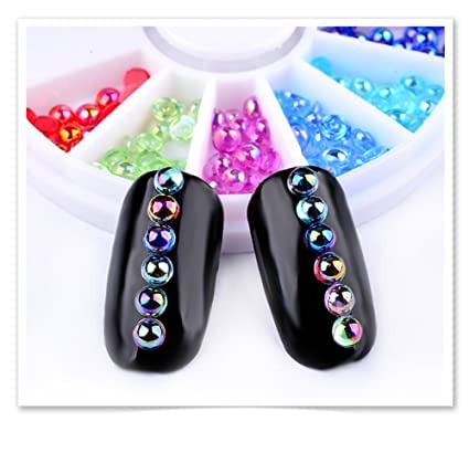3D Nail Art Rhinestones Nail Metal Caviar Beads Sparkle Charms Pearls Fashion Nail Art Decorations 4 Wheels