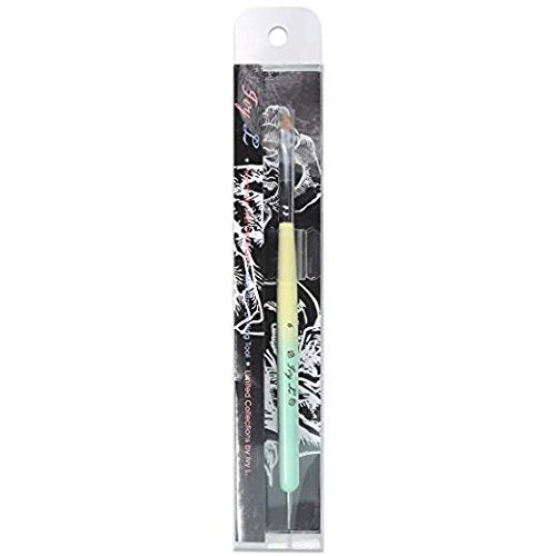 Ivy-L Premium 2 Ways French Gel Acrylic Nail Art Kolinsky Brush with Dotting Tool for Professional Manicure Nail Art Design Cuticle Clean-up + Lime Green Wood Handle (Size 6)
