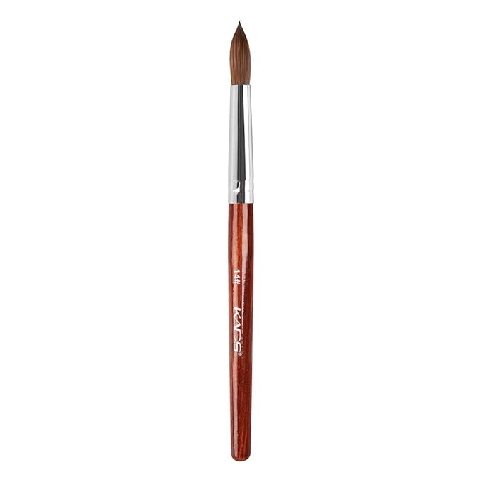 KADS 100% Kolinsky Sable Acrylic Nail Art Brush Red Wood Pen Nail Brush Size 12# 14# 16# 18# 20# Nail Art Manicure Tool Set (size14)