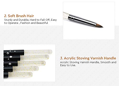 Size 10# Black 100% Kolinsky Sable Acrylic Nail Art Brushes UV Gel Nail Painting Pen Brushes (Size 10)