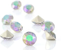 ChangJin 70PCS Mixed Colors K9 Crystals Point Back Rhinestones Round Fancy Stones for Nail Art (6mm 70PCS, Ghost Light Crystal)