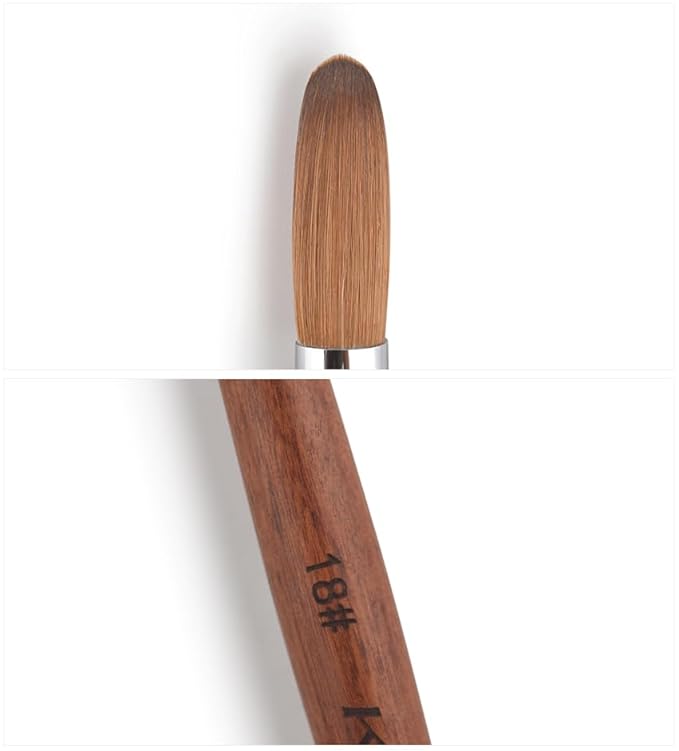 Nail Brush Kolinsky Sable Acrylic Nail Art Brush Professional Red Wooden Nail Brush (6#)