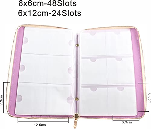72 Slots Holographic Nail Plates Holder Case Stamping Templates Organizer Square & Round Printing Molds Collection Manicure Tool Accessorie (Purple)