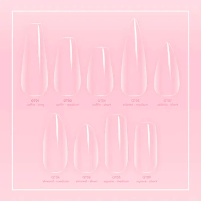 Kiara Sky Gelly Tips | Soak Off Soft Gel Nail Extensions | 500 pieces - 10 Sizes | Square Short