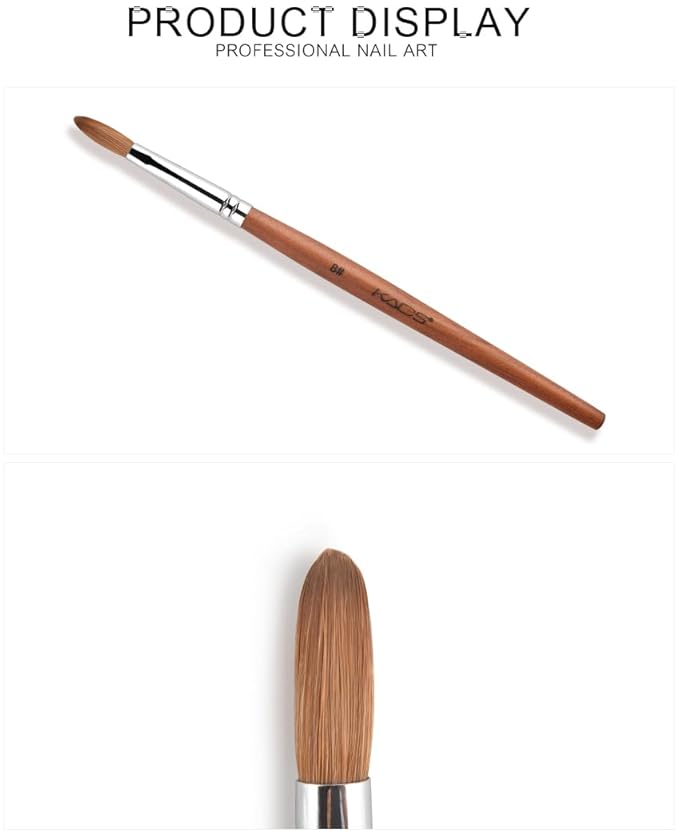 KADS Nail Acrylic Brush Kolinsky Nail Extension Brush Oval Crimped Shaped Sturdy Wooden Handle Acrylic Powder Nail Art Brush Professional Manicure Pedicure (8#)
