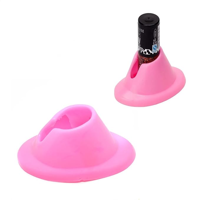 Soft Rubber Nail Polish Bottle Holder, 4PCS Nail Polish Ring Holder, Stand Manicure Display Tools for Nail Art Design Painting Salon DIY(White Pink)